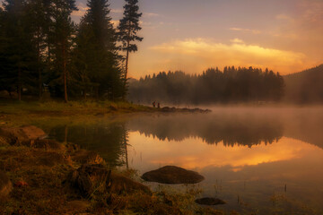Mystical light in the early morning. Photographed at a small lake in Bulgaria.