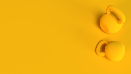 3D illustration weights for lifting in the gym or at home workout get strong and fit muscular body athletic lift weight enjoy sport recreation healthy training hard activity exercise daily  background