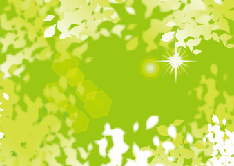 逆光の光輝く新緑のイメージイラスト