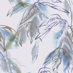 Watercolor Leaves Seamless Pattern.
