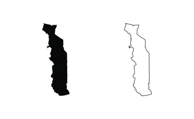 Togo map silhouette line country Africa map illustration vector outline African isolated on white background