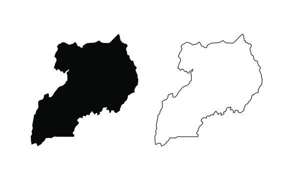 Uganda Map Black Outline With Shadow On White Background High-Res Vector  Graphic - Getty Images