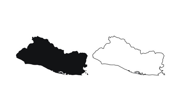 El Salvador map silhouette line country America map illustration vector outline American isolated on white background