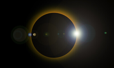 Ring solar eclipse / Total solar eclipse. Illustration of ring solar eclipse