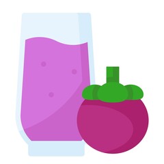 Mangosteen juice icon, Beverage flat vector illustration