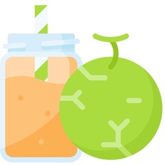 Melon smoothie icon, Beverage flat vector illustration