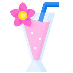 Summer drink icon, Beverage flat vector illustration