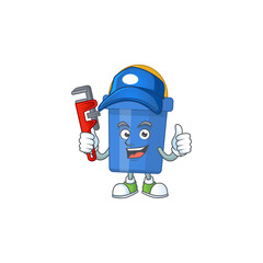 Blue sand bucket Cartoon drawing concept work as smart Plumber