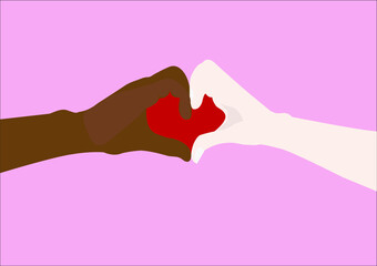 Black Lives Matter.Two hands illustration . Protest Banner about Human Right of Black People in U.S. America. Vector illustration.Icon Poster for printed matter and symbol.