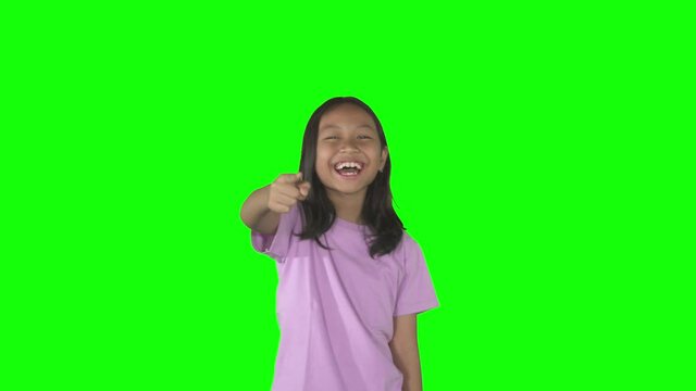 Girl looks mocking someone by laughing at camera