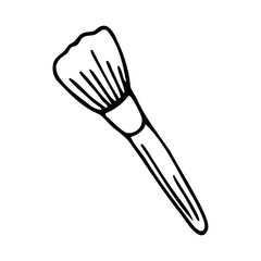 Hand drawn makeup brush isolated on a white background. Doodle, simple outline illustration. It can be used for decoration of textile, paper and other surfaces.