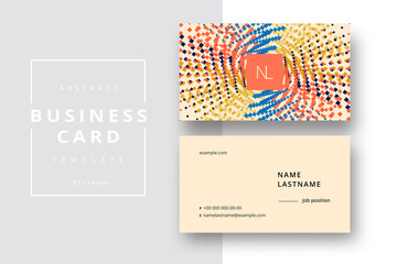 Trendy minimal abstract business card template. Modern corporate stationery id layout with geometric pattern. Vector fashion background design with information sample name text.
