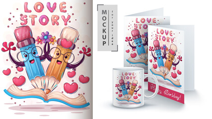 Love story poster and merchandising