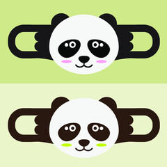Cute panda, face mask templates. vector illustrations. print out and make