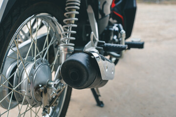 Obraz premium motorcycle exhaust,Chromed exhaust on a motorcycle