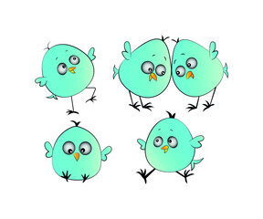 Obraz premium Cute blue bird cartoon illustration