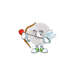 mascot design concept of compact disk cute Cupid with arrow and wings