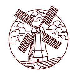 Windmill line illustration