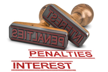 Unpaid income tax concept. Penalties and interest, Internal Revenue Service.