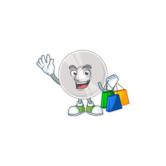 Happy rich compact disk Caricature picture with shopping bags