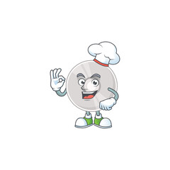 Compact disk chef cartoon drawing concept proudly wearing white hat