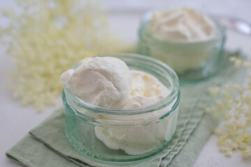 sweet home made vanilla elderflower ice cream