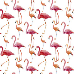 seamless pattern of pink flamingos.  Ideal for wrapping paper printables, website background, wallpaper and fabric design.