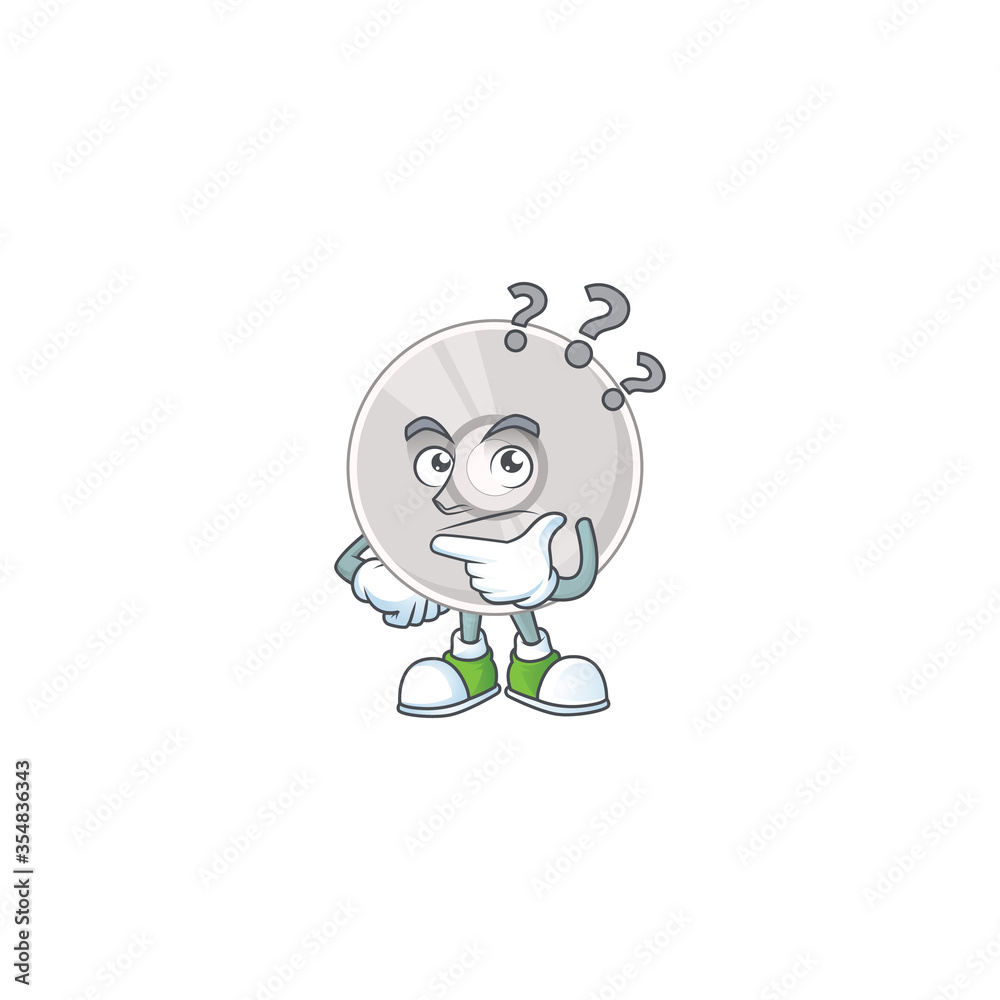 Sticker mascot design concept of compact disk with confuse gesture