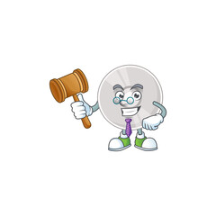 A wise Judge compact disk cartoon mascot design wearing glasses