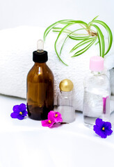 Fototapeta na wymiar Spa procedures. Cosmetic care of the body. Aromatic oil. Aromatherapy. Cosmetology.