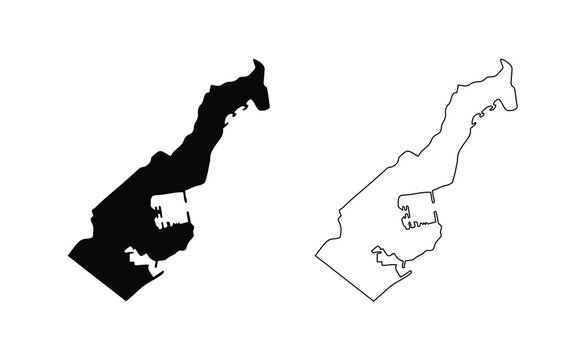 Monaco map silhouette line country Europe map illustration vector outline European isolated on white background