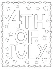 Fototapeta premium 4th of July card. Coloring page.
