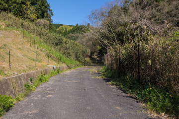 Fototapeta na wymiar A dead end on a Japanese mountain road.