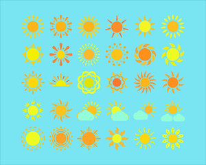 Icon Sun Summer with blue background