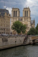 Notre dame de Paris and Seine river in Paris, France