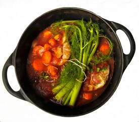 osso bucco in a cast iron casserole dish