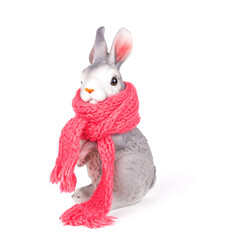 Obraz premium Rabbit in a warm scarf