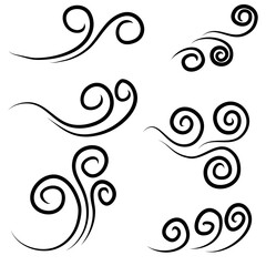 hand drawn wind gust isolated on a white background. Doodle vector illustration.
