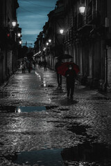 raining at night in the old town