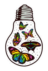 butterfly and bulb vector illustration
