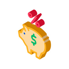 Piggy Bank Pig Money Icon Vector. Isometric Piggy Bank Pig Money sign. color isolated symbol illustration