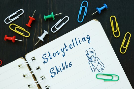 Career concept meaning Storytelling Skills with sign on the page.