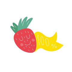 Symbols of healthy eating. Strawberry. Modern vector illustration.