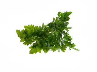 greens in salad isolated on white background