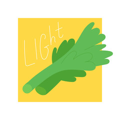 Celery with the inscription light. Modern vector illustration.