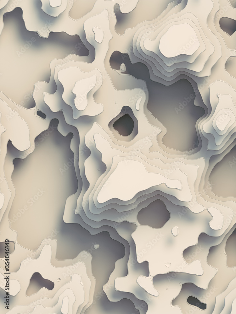 Aufkleber 3d rendering white paper cut abstract background. Geometric pattern design