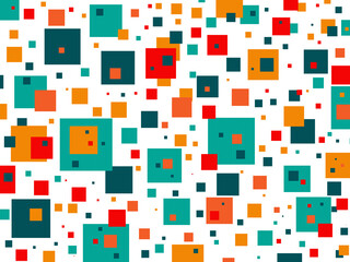 Abstract colorful overlapping squares , flat geometric background