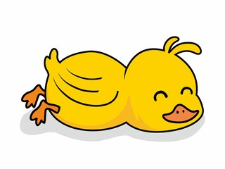 Lazy Baby Duck Sleeping Cute Cartoon
