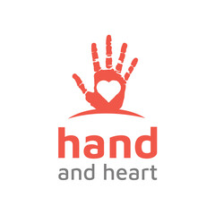 Hand Paint with heart love logo design vector
