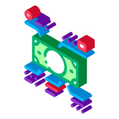 Elements Of Cash Banknotes Icon Vector. Isometric Elements Of Cash Banknotes sign. color isolated symbol illustration